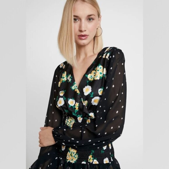 Foxiedox Anemone Smocked Mixed Print Mini Dress - Picture 3 of 15